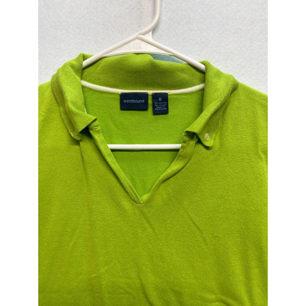 Westbound Open V Neck Quarter Sleeve Polo Style Top Shirt Women's Medium - Picture 2 of 9
